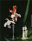 Figure Canvas Paintings - Still Life Of An Orchid And A Porcelain Figure